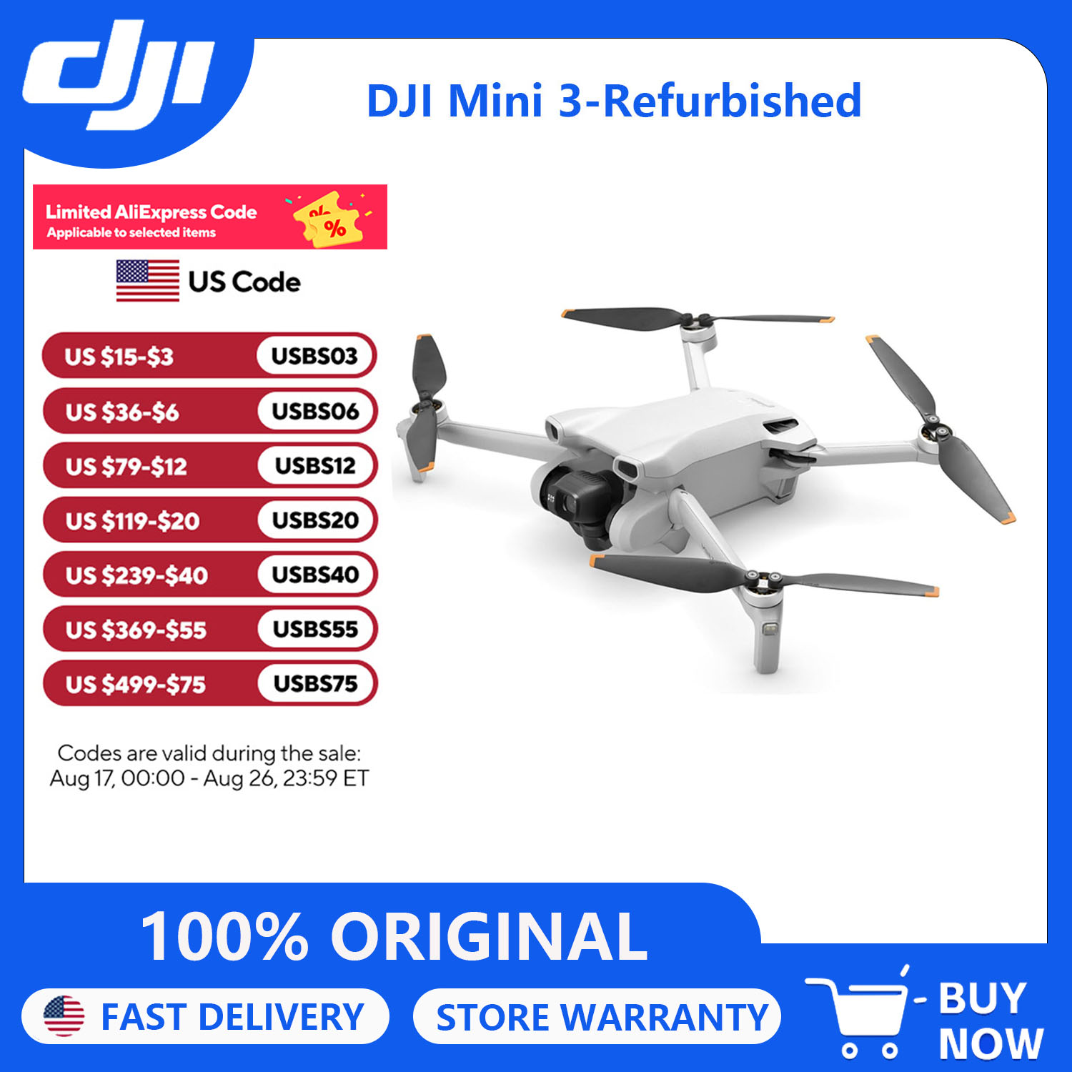 Drone Gimbal 3 Axis - Refurbished DJI Mini 3 drones met